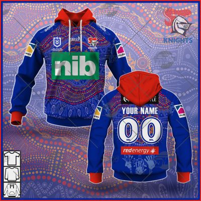 NRL Newcastle Knights Custom Name Number On Field Indigenous Jersey 2021 Pullover Hoodie