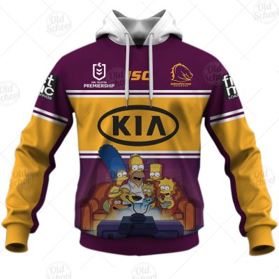 NRL Brisbane Broncos Custom Name Number x The Simpsons 2020 Pullover Hoodie