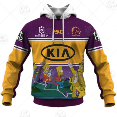 NRL Brisbane Broncos Custom Name Number x The Simpsons 2020 Halloween Pullover Hoodie