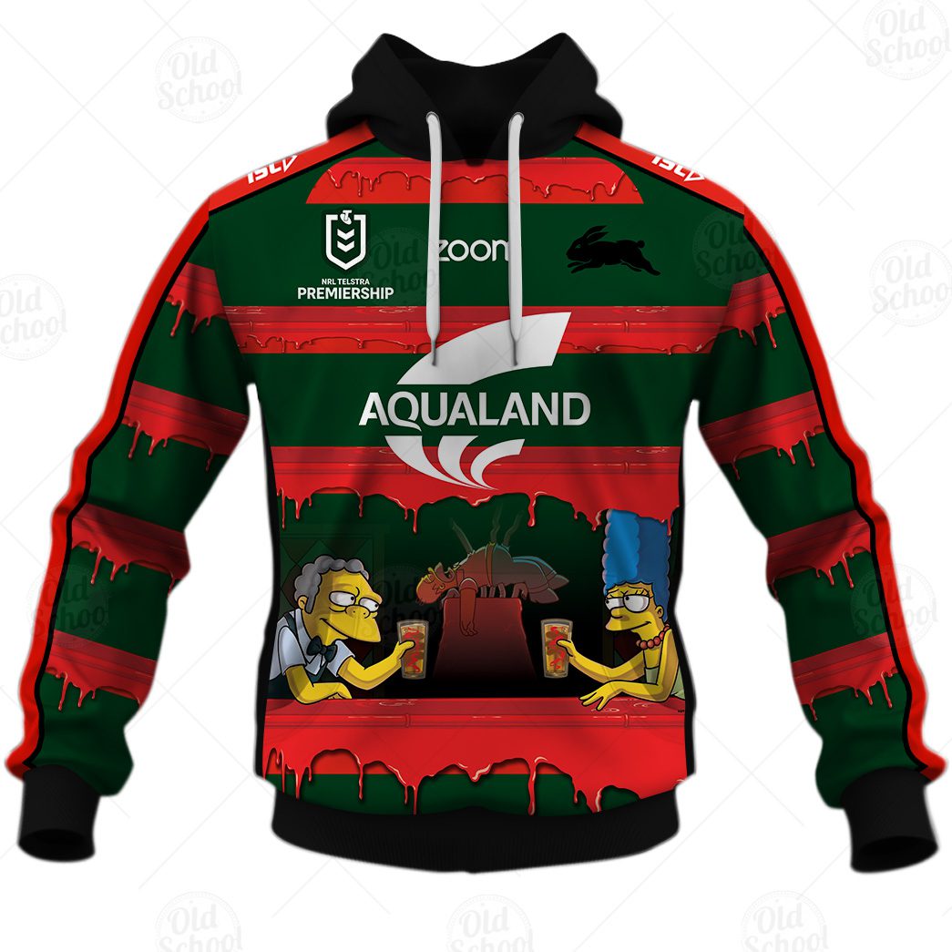 NRL South Sydney Rabbitohs Custom Name Number x The Simpsons 2020 Halloween Pullover Hoodie NRL South Sydney Rabbitohs Custom Name Number x The Simpsons 2020 Halloween Pullover Hoodie