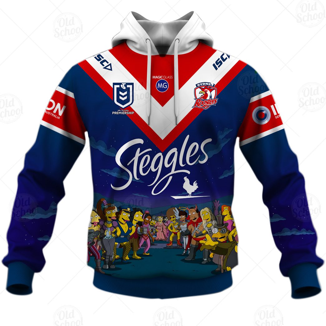 NRL Sydney Roosters Custom Name Number x The Simpsons 2020 Halloween Pullover Hoodie NRL Sydney Roosters Custom Name Number x The Simpsons 2020 Halloween Pullover Hoodie