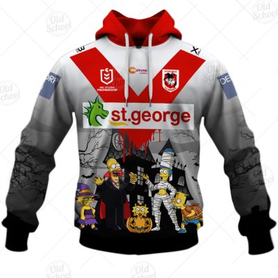 NRL St. George Illawarra Dragons Custom Name Number x The Simpsons 2020 Halloween Pullover Hoodie
