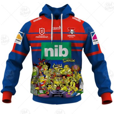 NRL Newcastle Knights Custom Name Number x The Simpsons 2020 Halloween Pullover Hoodie