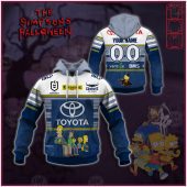 NRL North Queensland Cowboys Custom Name Number x The Simpsons Halloween 2020 Pullover Hoodie