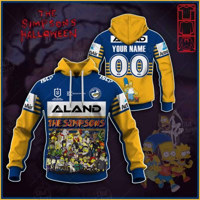 NRL Parramatta Eels Custom Name Number x The Simpsons 2020 Halloween Pullover Hoodie