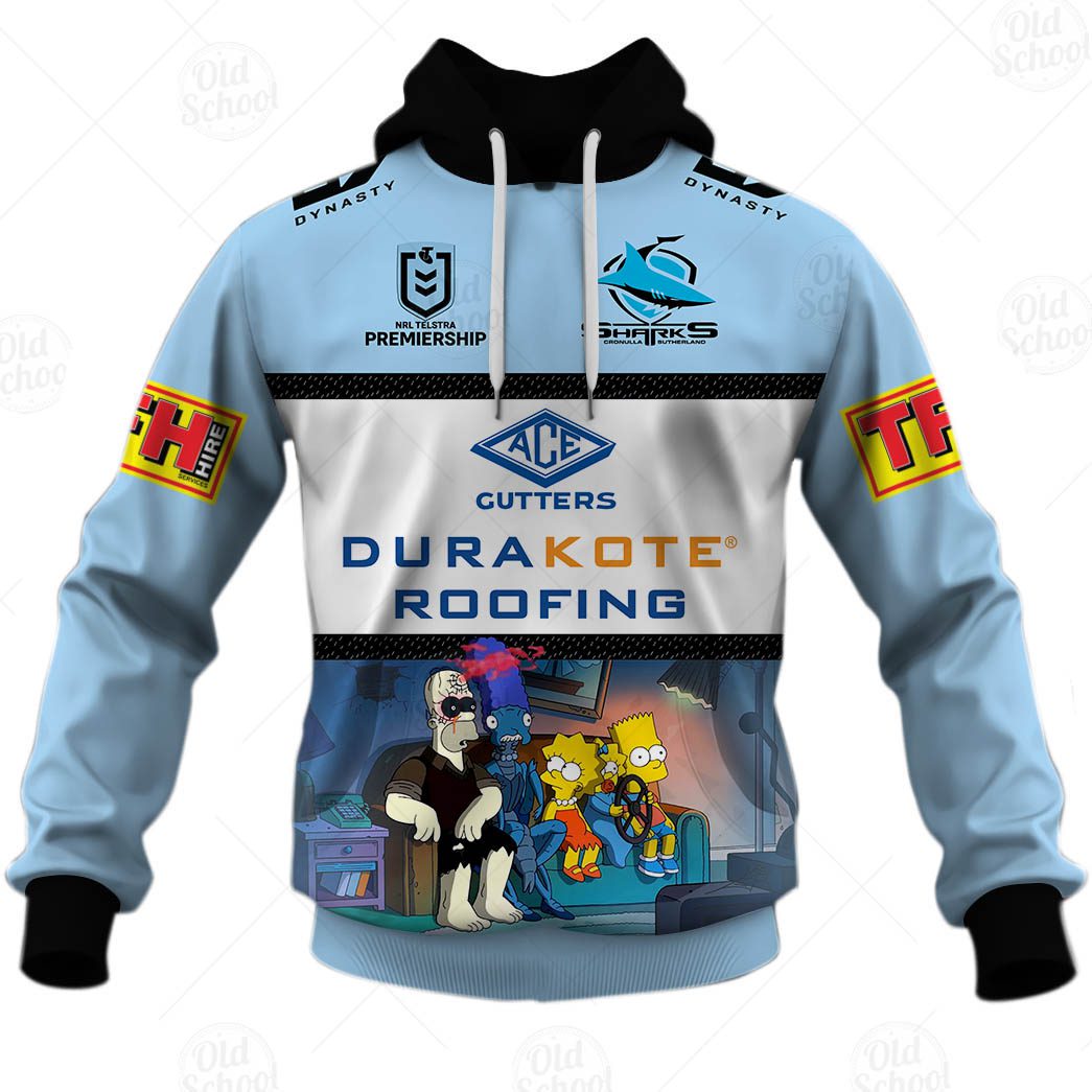 NRL Cronulla-Sutherland Sharks Custom Name Number x The Simpsons 2020 Halloween Pullover Hoodie NRL Cronulla-Sutherland Sharks Custom Name Number x The Simpsons 2020 Halloween Pullover Hoodie