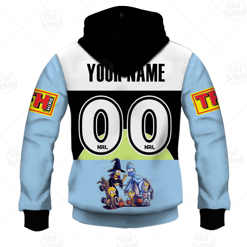 NRL Cronulla-Sutherland Sharks Custom Name Number x The Simpsons 2020 Halloween Pullover Hoodie NRL Cronulla-Sutherland Sharks Custom Name Number x The Simpsons 2020 Halloween Pullover Hoodie