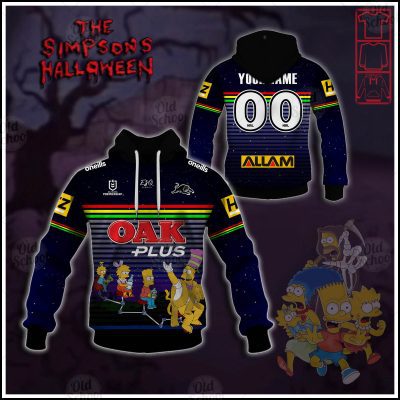NRL Penrith Panthers Custom Name Number x The Simpsons 2020 Halloween Pullover Hoodie