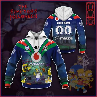NRL New Zealand Warriors Custom Name Number x The Simpsons 2020 Halloween Pullover Hoodie