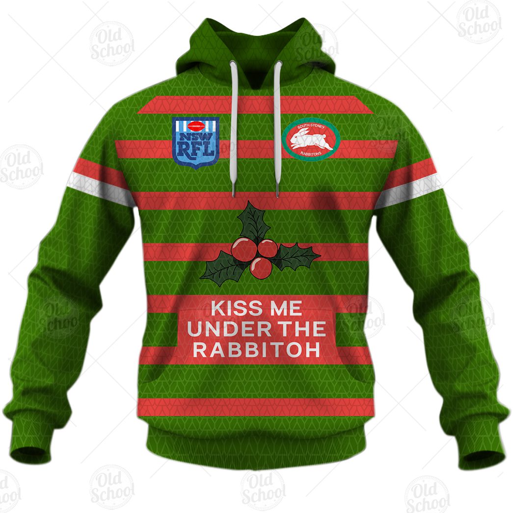 NRL South Sydney Rabbitohs Custom Name Number Christmas Knit Pattern Vintage Pullover Hoodie NRL South Sydney Rabbitohs Custom Name Number Christmas Knit Pattern Vintage Pullover Hoodie