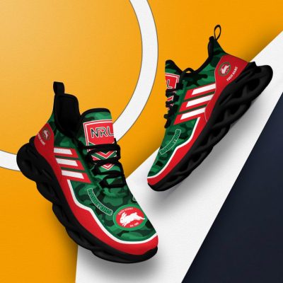 NRL South Sydney Rabbitohs Custom Name Blue Red Camo Max Soul Shoes