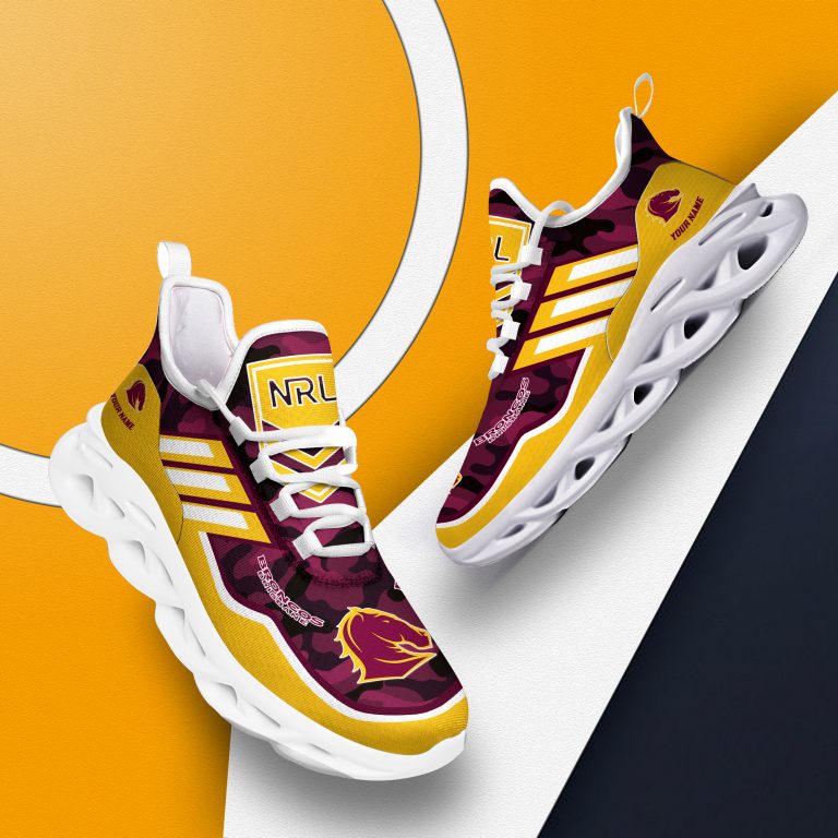 NRL Brisbane Broncos Custom Name Camo Max Soul Shoes NRL Brisbane Broncos Custom Name Camo Max Soul Shoes