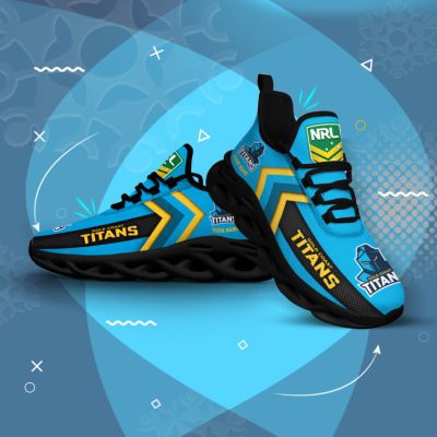 NRL Gold Coast Titans Custom Name Blue Max Soul Shoes V2