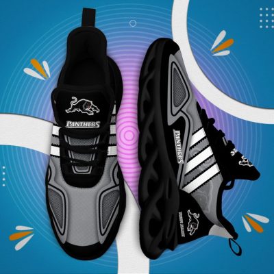 NRL Penrith Panthers Custom Name Black Gray Max Soul Shoes
