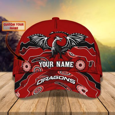 NRL St. George Illawarra Dragons Custom Name Red Indigenous Classic Cap