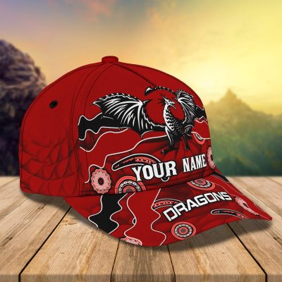 NRL St. George Illawarra Dragons Custom Name Red Indigenous Classic Cap