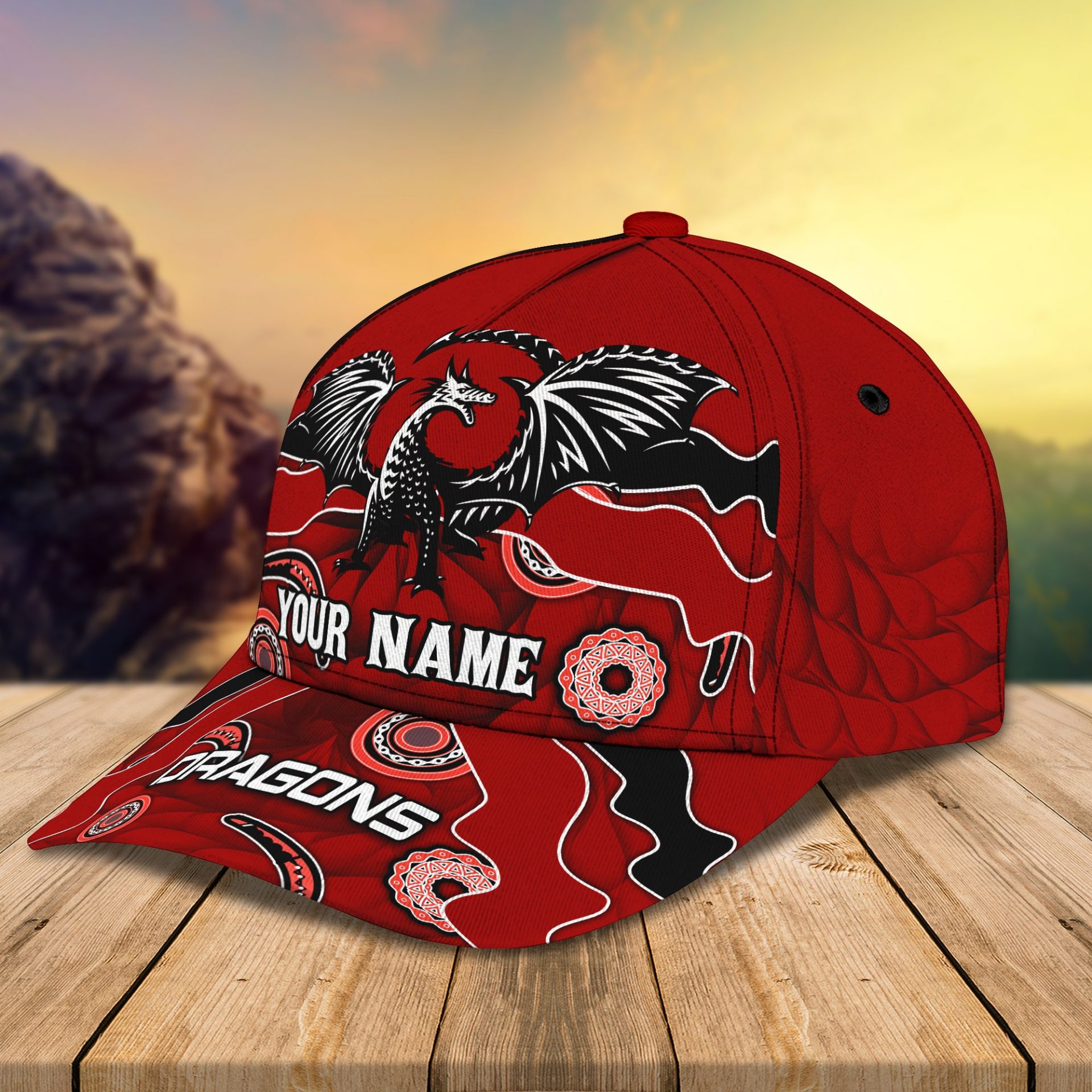 NRL St. George Illawarra Dragons Custom Name Red Indigenous Classic Cap NRL St. George Illawarra Dragons Custom Name Red Indigenous Classic Cap