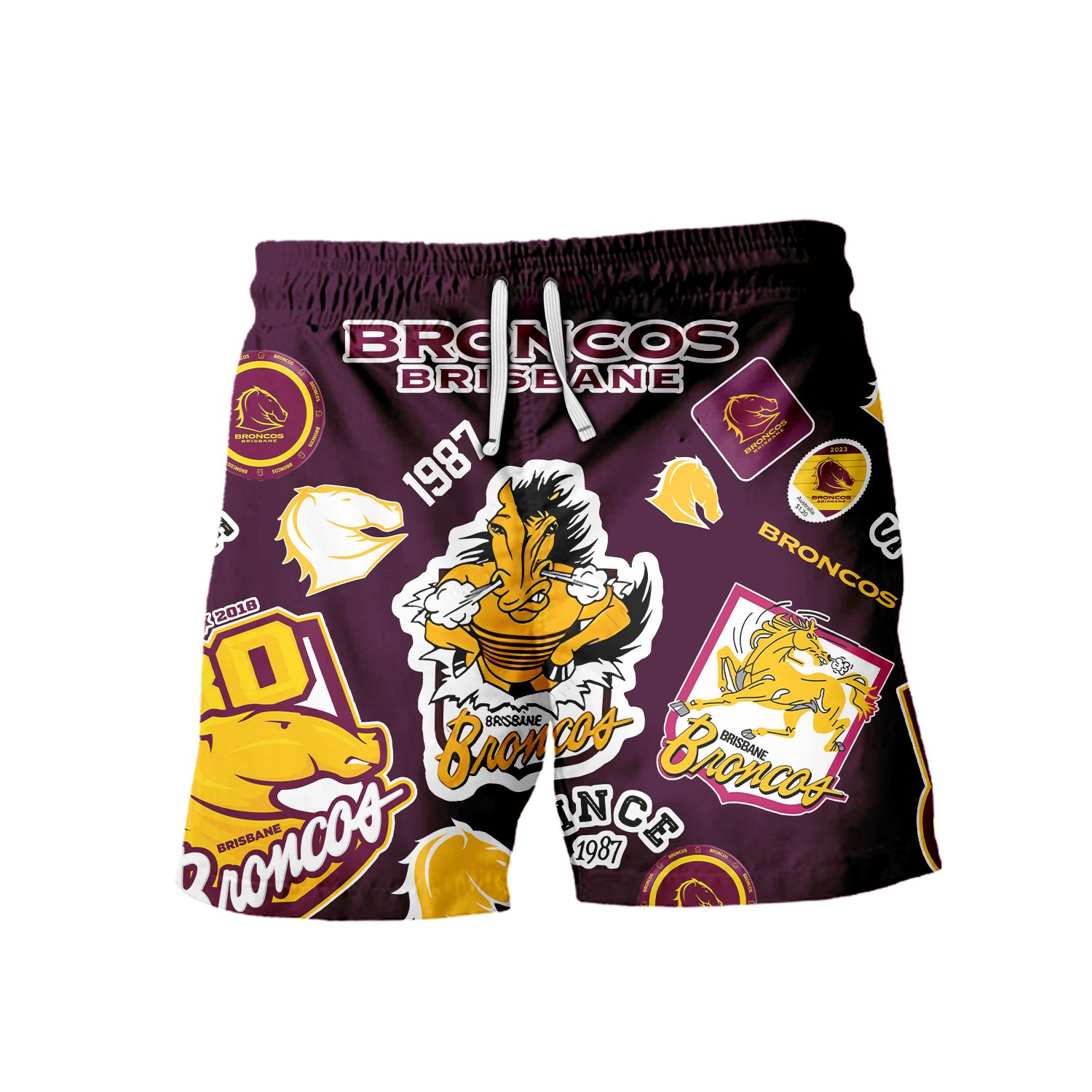 Brisbane Broncos Aloha Set – Hawaiian Shirt, Beach Shorts & Bucket Hat Brisbane Broncos Aloha Set – Hawaiian Shirt, Beach Shorts & Bucket Hat