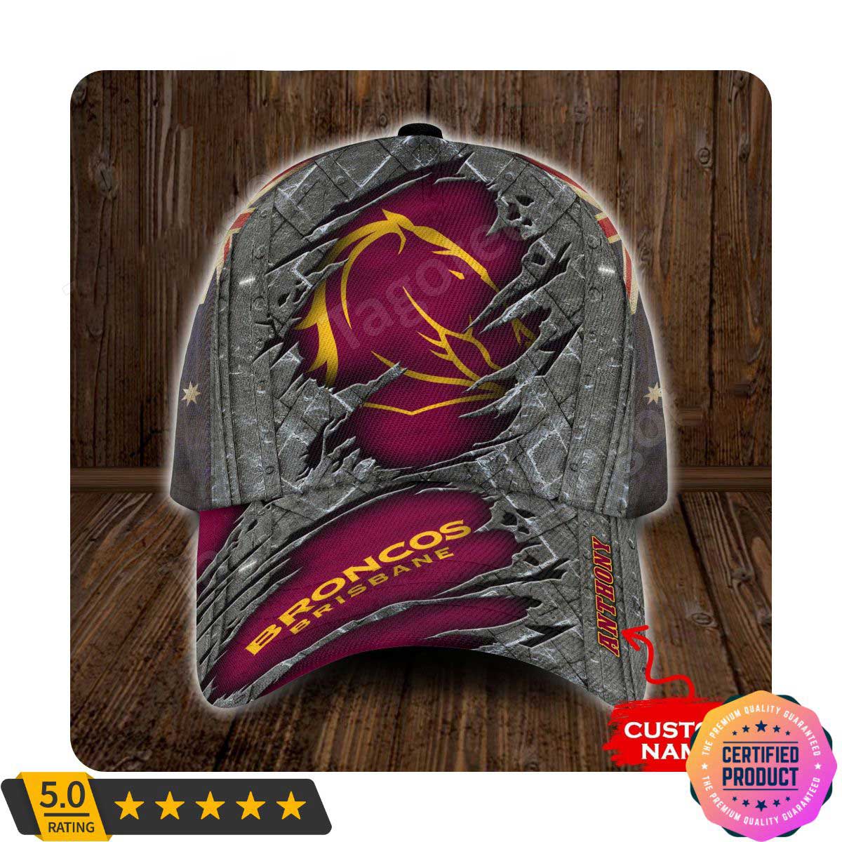 NRL Brisbane Broncos Custom Name Logo Classic Cap NRL Brisbane Broncos Custom Name Logo Classic Cap