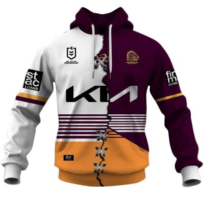 NRL Brisbane Broncos Custom Name Number 2023 Mix Jersey V3 Pullover Hoodie