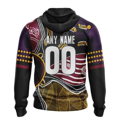 NRL Brisbane Broncos Custom Name Number Indigenous Pullover Hoodie V3