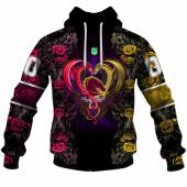 Nrl Brisbane Broncos Custom Name Number Rose Dragon Pullover Hoodie Front.jpg - demo10