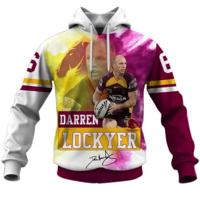 NRL Brisbane Broncos Darren Lockyer No 6 Pullover Hoodie V3