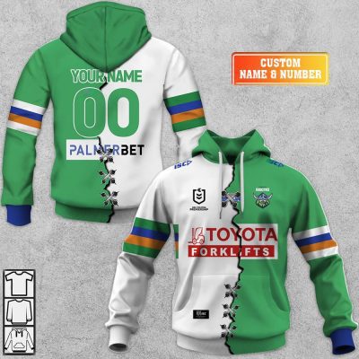 NRL Canberra Raiders Custom Name Number 2023 Mix Jersey V2 Pullover Hoodie