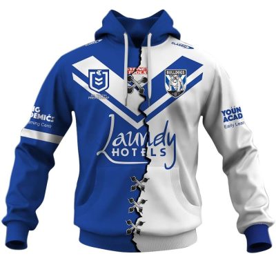 NRL Canterbury-Bankstown Bulldogs Custom Name Number 2023 Mix Jersey V2 Pullover Hoodie