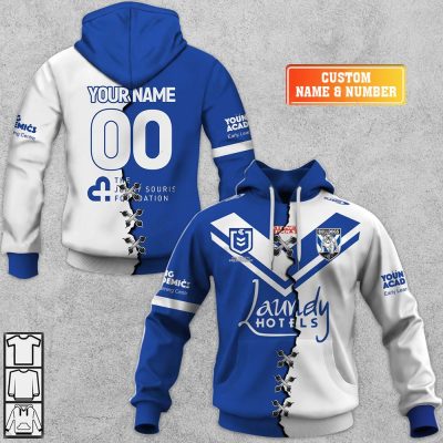 NRL Canterbury-Bankstown Bulldogs Custom Name Number 2023 Mix Jersey V2 Pullover Hoodie