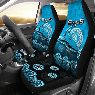 NRL Cronulla-Sutherland Sharks Aboriginal Mix 3D Patterns Car Seat Covers