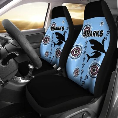 NRL Cronulla-Sutherland Sharks Simple Indigenous Blue Car Seat Covers