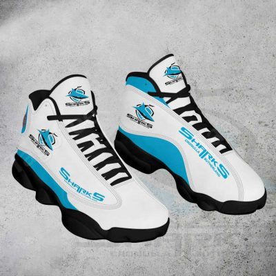 NRL Cronulla-Sutherland Sharks White Light Blue Air Jordan 13 Shoes