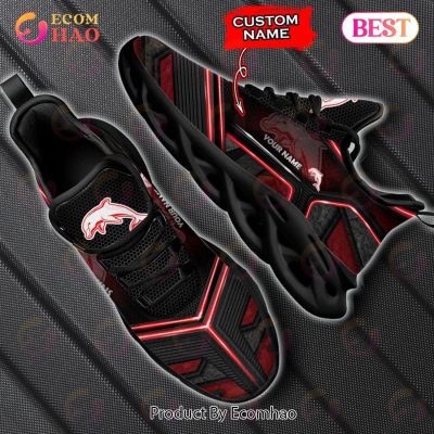 NRL Dolphins Custom Name 2023 Black Red Max Soul Shoes