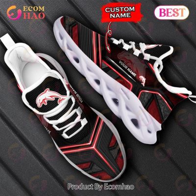 NRL Dolphins Custom Name 2023 Black Red Max Soul Shoes