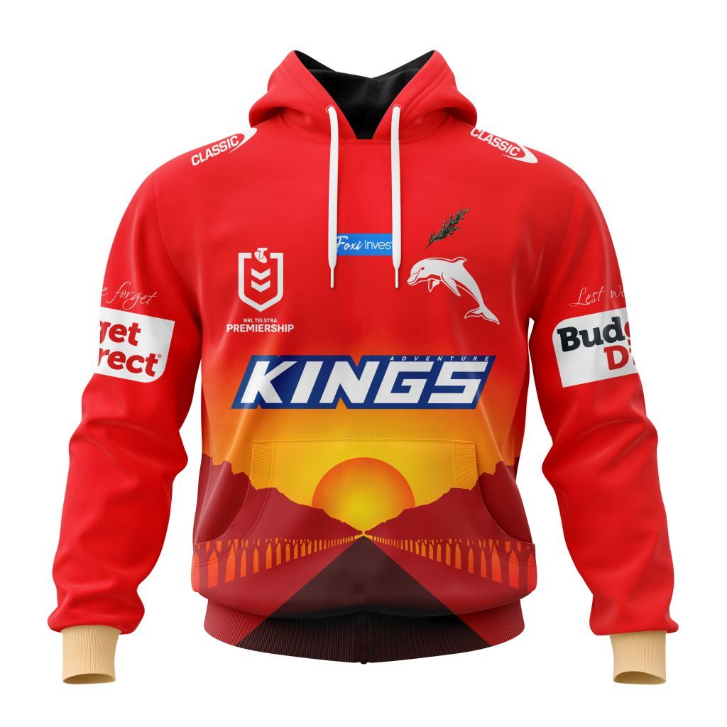 NRL Dolphins Custom Name Number 2023 ANZAC Day Pullover Hoodie NRL Dolphins Custom Name Number 2023 ANZAC Day Pullover Hoodie