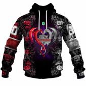Nrl Dolphins Custom Name Number Rose Dragon Pullover Hoodie Front.jpg - demo10
