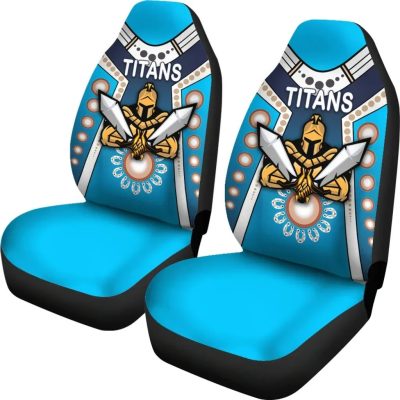 NRL Gold Coast Titans Gladiator Simple Indigenous Car Seat Covers