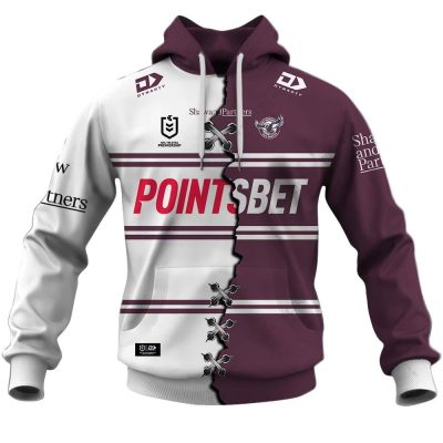NRL Manly Warringah Sea Eagles Custom Name Number 2023 Mix Jersey V2 Pullover Hoodie
