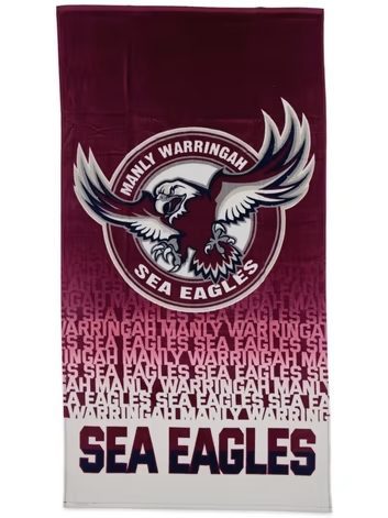 NRL Manly Warringah Sea Eagles Logo Beach Towel NRL Manly Warringah Sea Eagles Logo Beach Towel