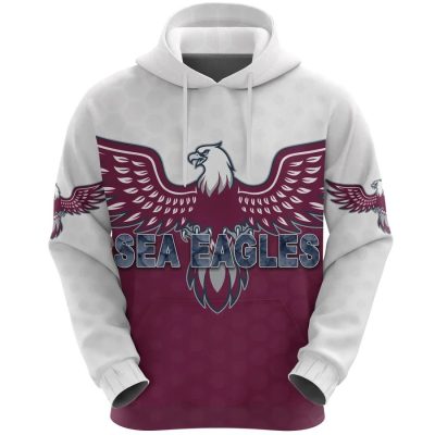 NRL Manly Warringah Sea Eagles White Maroon Pullover Hoodie