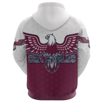 NRL Manly Warringah Sea Eagles White Maroon Pullover Hoodie