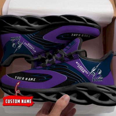 NRL Melbourne Storm Custom Name Black Purple Max Soul Shoes