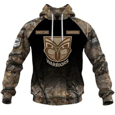 NRL New Zealand Warriors Custom Name Number Camo Pullover Hoodie