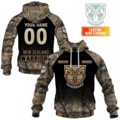 NRL New Zealand Warriors Custom Name Number Camo Pullover Hoodie
