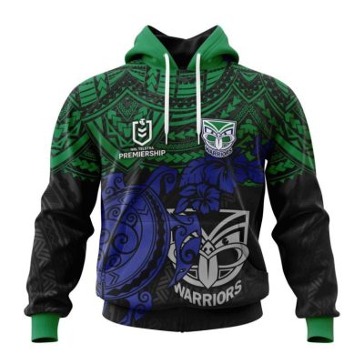 NRL New Zealand Warriors Custom Name Number Polynesian Pullover Hoodie V2