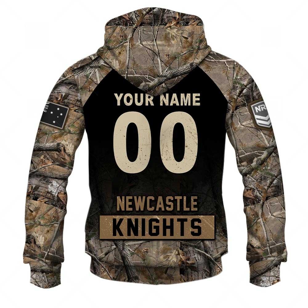 NRL Newcastle Knights Custom Name Number Camo Pullover Hoodie NRL Newcastle Knights Custom Name Number Camo Pullover Hoodie