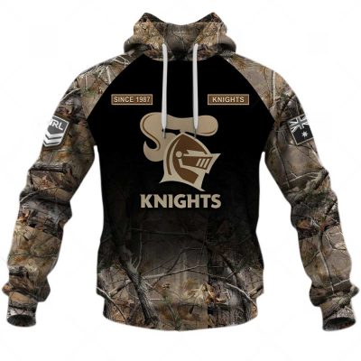 NRL Newcastle Knights Custom Name Number Camo Pullover Hoodie