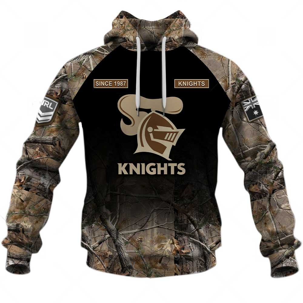 NRL Newcastle Knights Custom Name Number Camo Pullover Hoodie NRL Newcastle Knights Custom Name Number Camo Pullover Hoodie