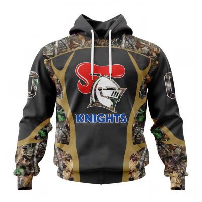 NRL Newcastle Knights Custom Name Number Camo Pullover Hoodie V2